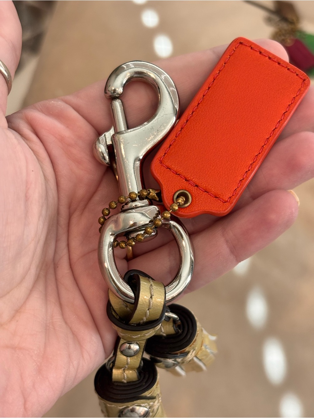 COACH Legacy Leather Tassels & Orange Hangtag Keychain Bag Charm - Picture 5 of 9